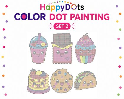HappyDots Color DOT Painting set Kawaii food A4