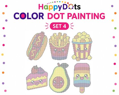 HappyDots Color DOT Painting set Kawaii food A4