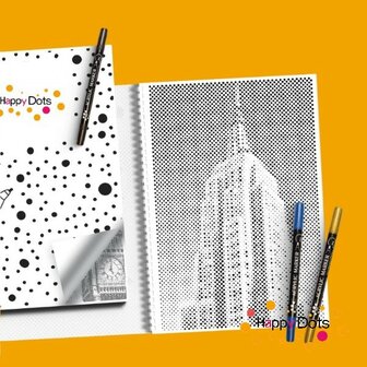 HappyDots DOT Painting Kleurboek Beroemde gebouwen - 20 stippelschilderijen