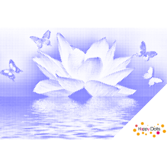 HappyDots DOT Painting Lotus Bloem - 60x80cm - Stippelschilderij Blauw