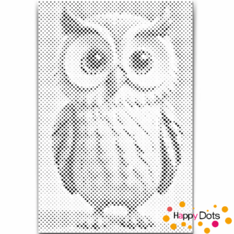 HappyDots DOT Painting Kinderkamer Uil - Stippelschilderij Zwart 40x60cm