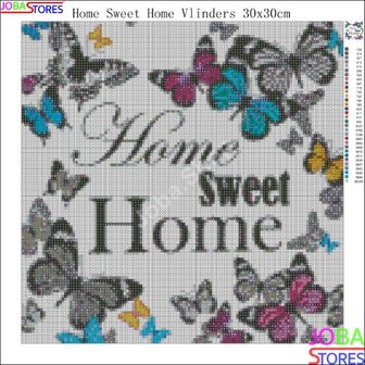 Diamond Painting Home Sweet Home Butterflies 30x30cm