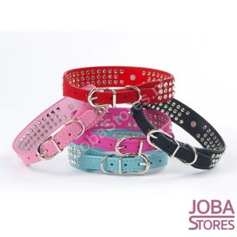 Honden Halsband Bling Zwart L