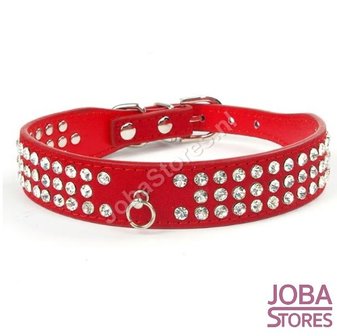 Honden Halsband Bling Rood S