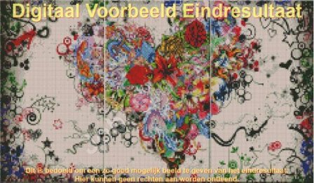 Diamond Painting Flower Heart 3-panel 60x35cm