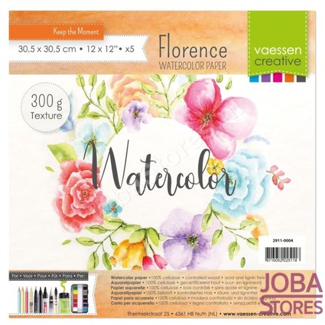 Aquarelpapier "Florence" ivoor texture 300g 30,5x30,5 (5 stuks)