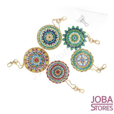 Diamond Painting Sleutelhanger Set Mandala (5 stuks)