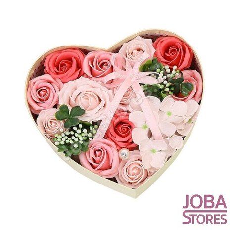 Soap roses gift box heart Pink