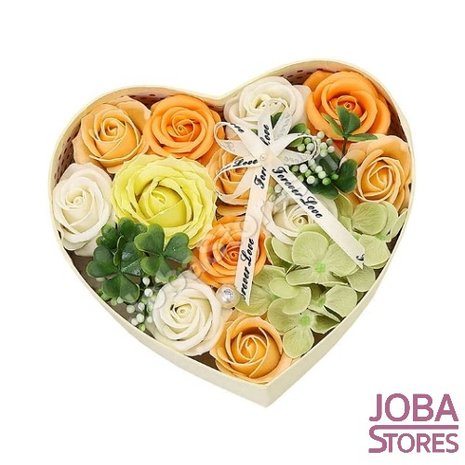 Soap roses gift box heart Orange