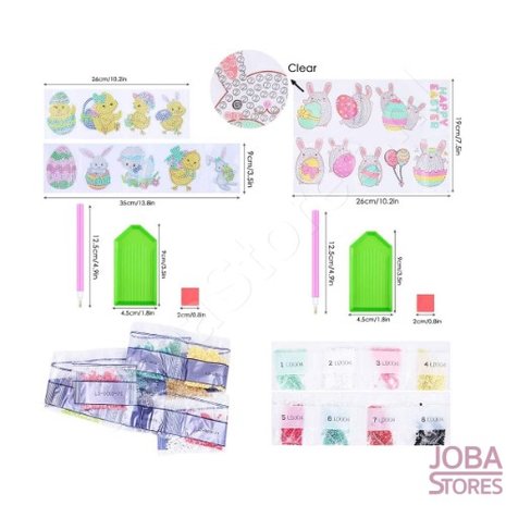 Diamond Painting Sticker Set Easter 003 (18 pieces)