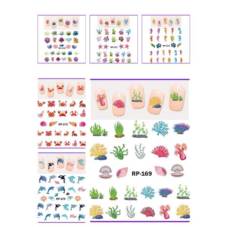 Nail Sticker Set Sea (150 stickers)