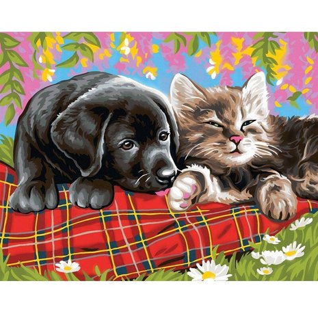 Diamond Painting JobaStores® Cat and Dog 30x40cm - Shop now - JobaStores