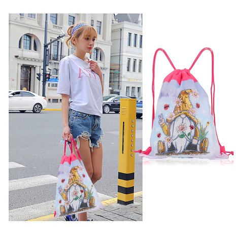 Diamond Painting Backpack Pink Gnome