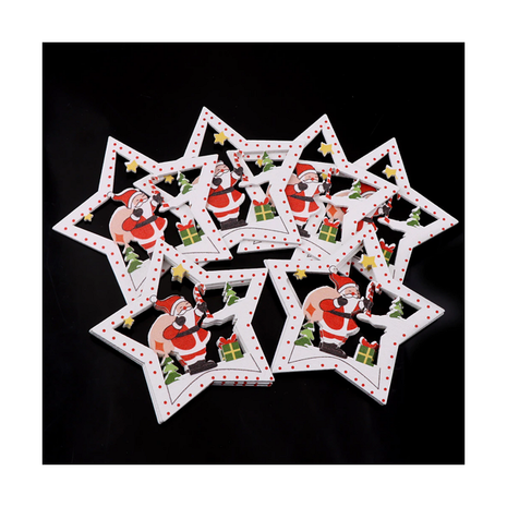 Wooden Christmas Pendants White Star (10 pieces)