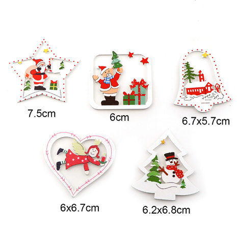 Wooden Christmas Pendants White Christmas Tree (10 pcs)