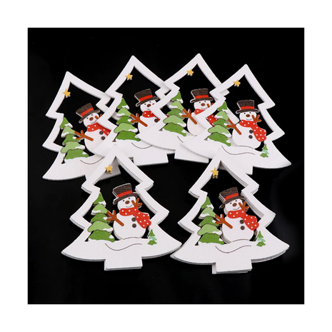 Wooden Christmas Pendants White Christmas Tree (10 pcs)