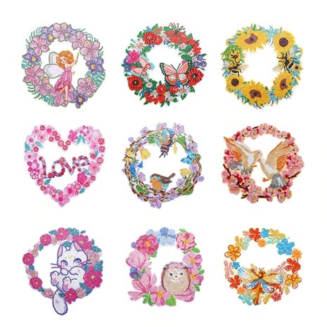 Diamond Painting Wreath Flowers and Butterflies 23cm