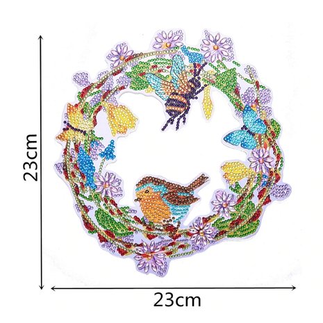 Diamond Painting Wreath Flowers and Butterflies 23cm