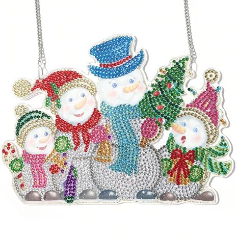 Diamond Painting Christmas Hanging Ornament 01 20cm (Snowmen)