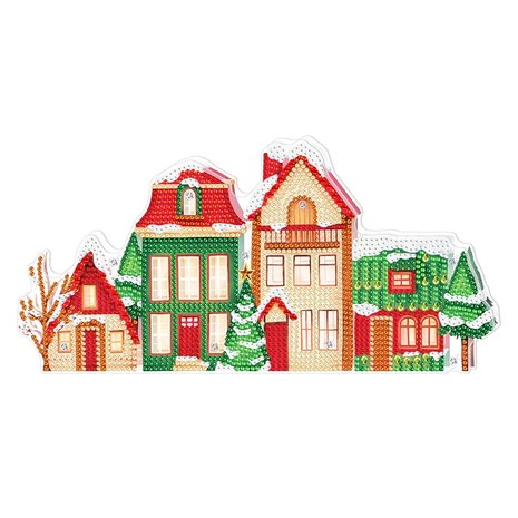 Diamond Painting Standing Christmas Lamp 10 (Houses)