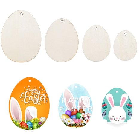 Wooden Easter egg pendants to paint / color yourself (50 pieces / 4cm)