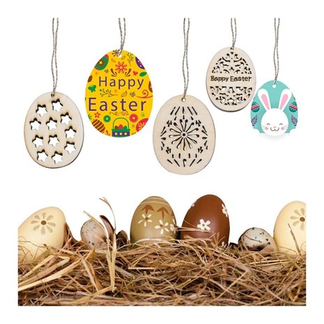 Wooden Easter egg pendants to paint / color yourself (25 pieces / 5cm)