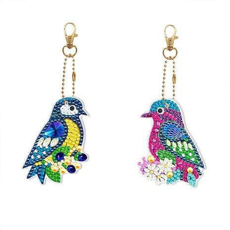 Diamond Painting Keychain Set illuminated Birds (2 pieces)