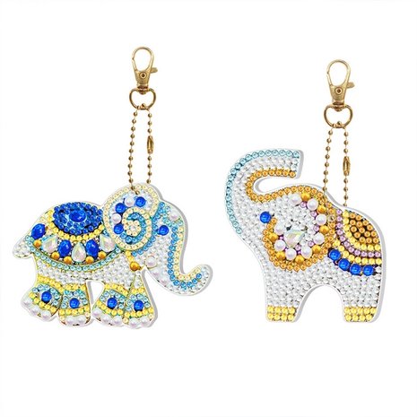 Diamond Painting Keychain Set illuminated Elephants (2 pieces)
