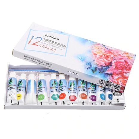 Acrylic paint Set mini 12 colors including brush (12 x 5ml)