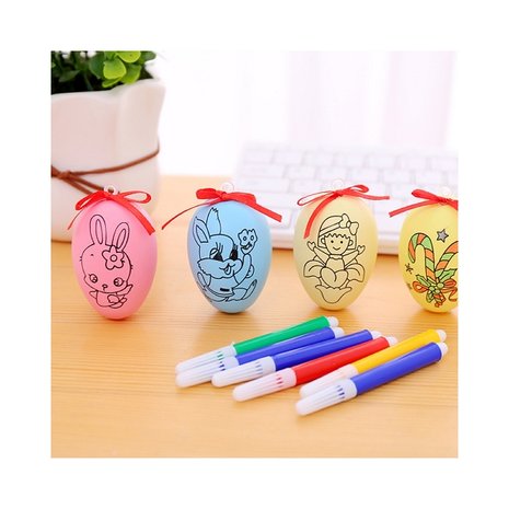 Set Easter eggs with figures to color yourself (6 pieces) including markers