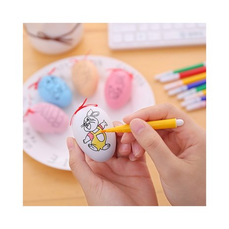 Set Easter eggs with figures to color yourself (6 pieces) including markers