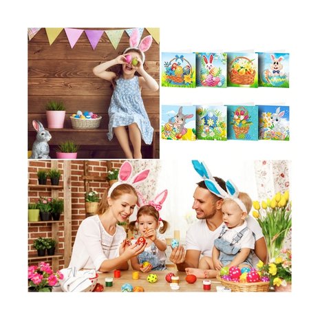 Diamond Painting Greeting Cards Set Easter 02 (8 pieces)