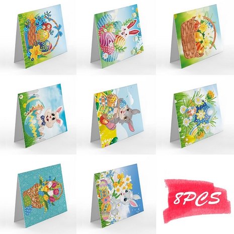 Diamond Painting Greeting Cards Set Easter 02 (8 pieces)