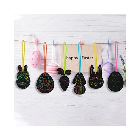 Scratch Drawing set Easter pendants Large (12 pieces)