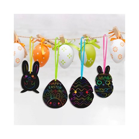 Scratch Drawing set Easter pendants Large (12 pieces)