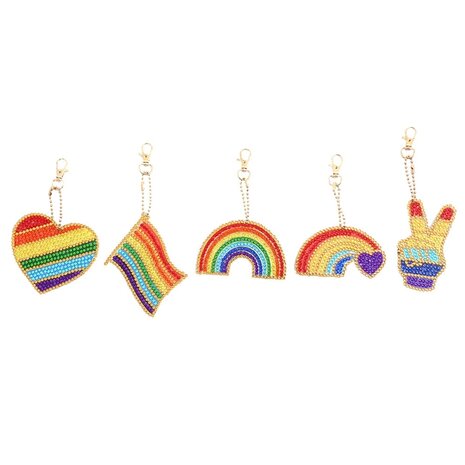 Diamond Painting Keychain Set Rainbow (5 pieces)