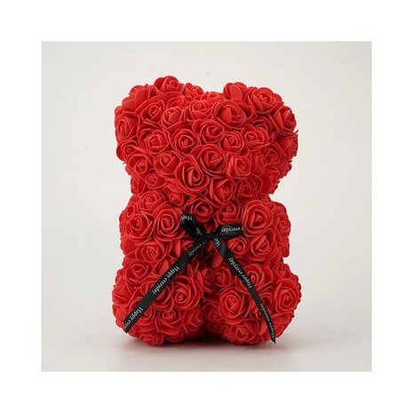 Soap roses bear with bow Red 25cm with gift box