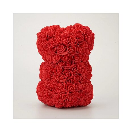 Soap roses bear with bow Red 25cm with gift box