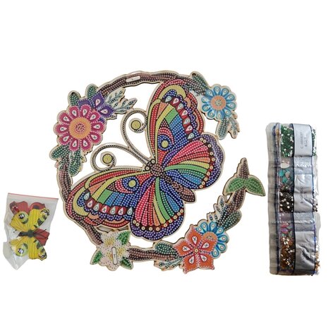 Diamond Painting Wooden Wreath Butterfly 3037 (30cm)