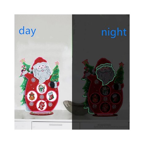 Diamond Painting Standing Christmas Ornament Santa Glow in the dark (30cm)