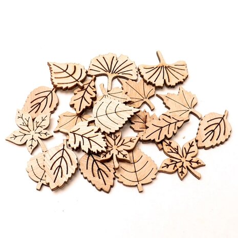 Wooden mini leaves assortment to paint / color yourself (40 pieces / 28mm)