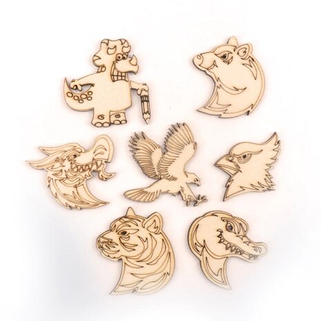 Wooden mini wild animals assortment to paint / color yourself (10 pieces / 50mm)