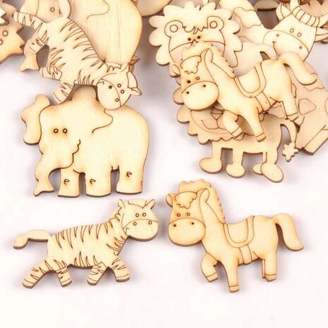Wooden mini animal assortment to paint / color yourself (30 pieces / 45mm)