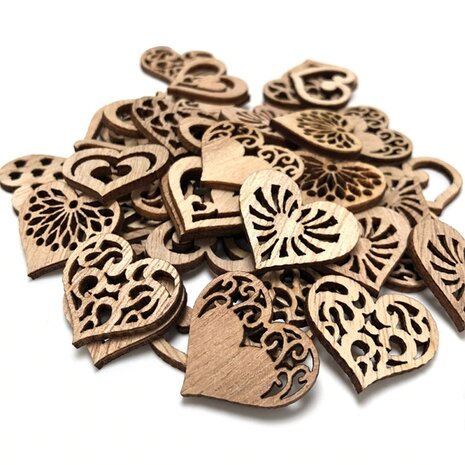 Wooden mini hearts assortment to paint / colors yourself (20 pieces/33mm)