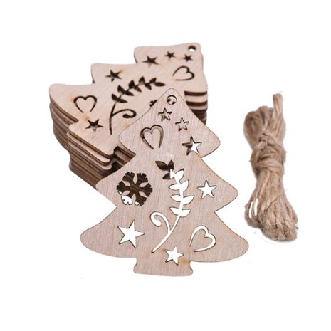 Wooden Christmas hangers Christmas trees to paint / color yourself (10 pieces/70mm)