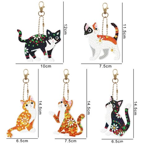 Diamond Painting Keychain Set Cats (5 pieces)