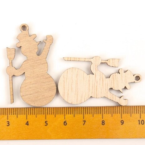 Wooden mini Christmas hangers assortment to paint / color yourself (10 pieces / 44mm)