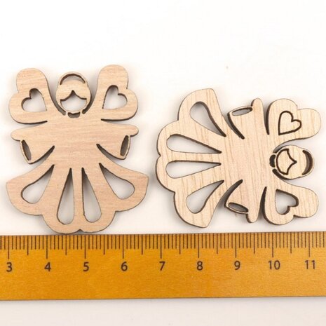 Wooden mini Christmas pendants Angels to paint / color yourself (10 pieces / 44mm)