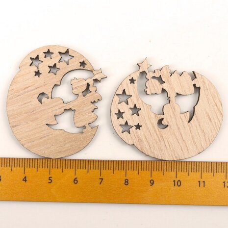 Wooden mini Christmas pendants Angels to paint / color yourself (10 pieces / 44mm)