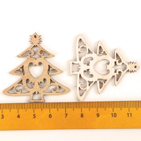 Wooden mini Christmas hangers Christmas trees to paint / color yourself (10 pieces / 44mm)